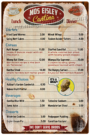 Mos Eisley Menu sign