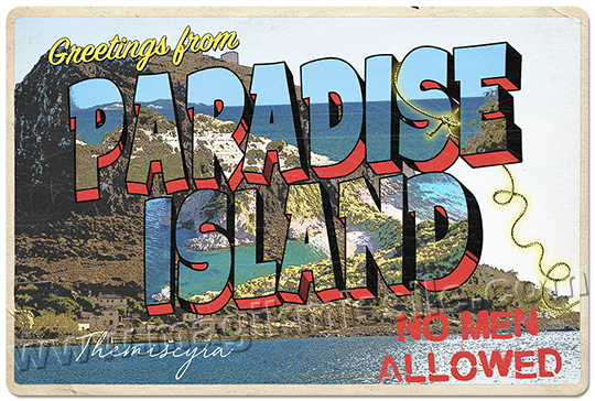 Greetings from Paradise Island sign